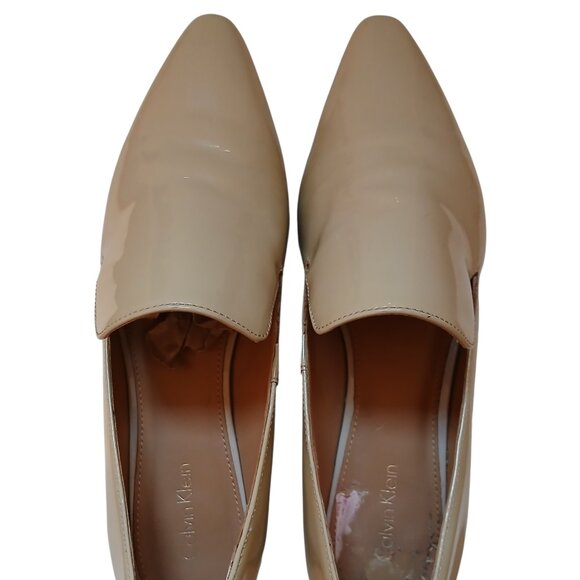 CALVIN KLEIN TAN PATENT LEATHER LOAFERS 8M - Picture 6 of 9